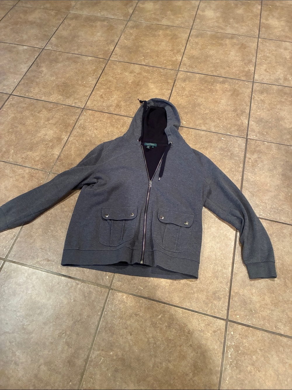 Ralph Lauren Men’s Charcoal Gray Zip-Up Hoodie Sweater